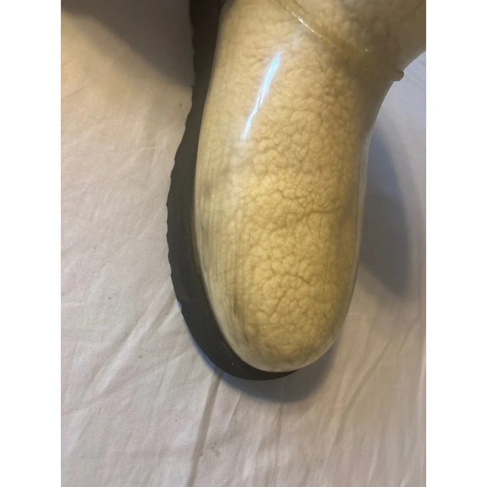 UGG Classic Clear Mini Rain Boots Women Size 9 Natural Black Good Waterproof